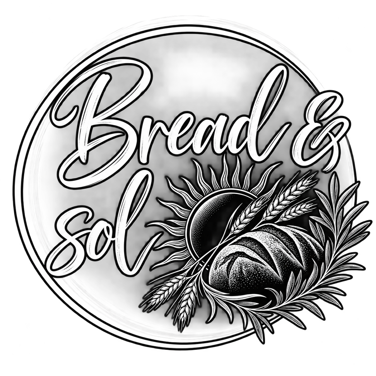 Bread & Sol — sun, wheat, and sourdough loaf emblem